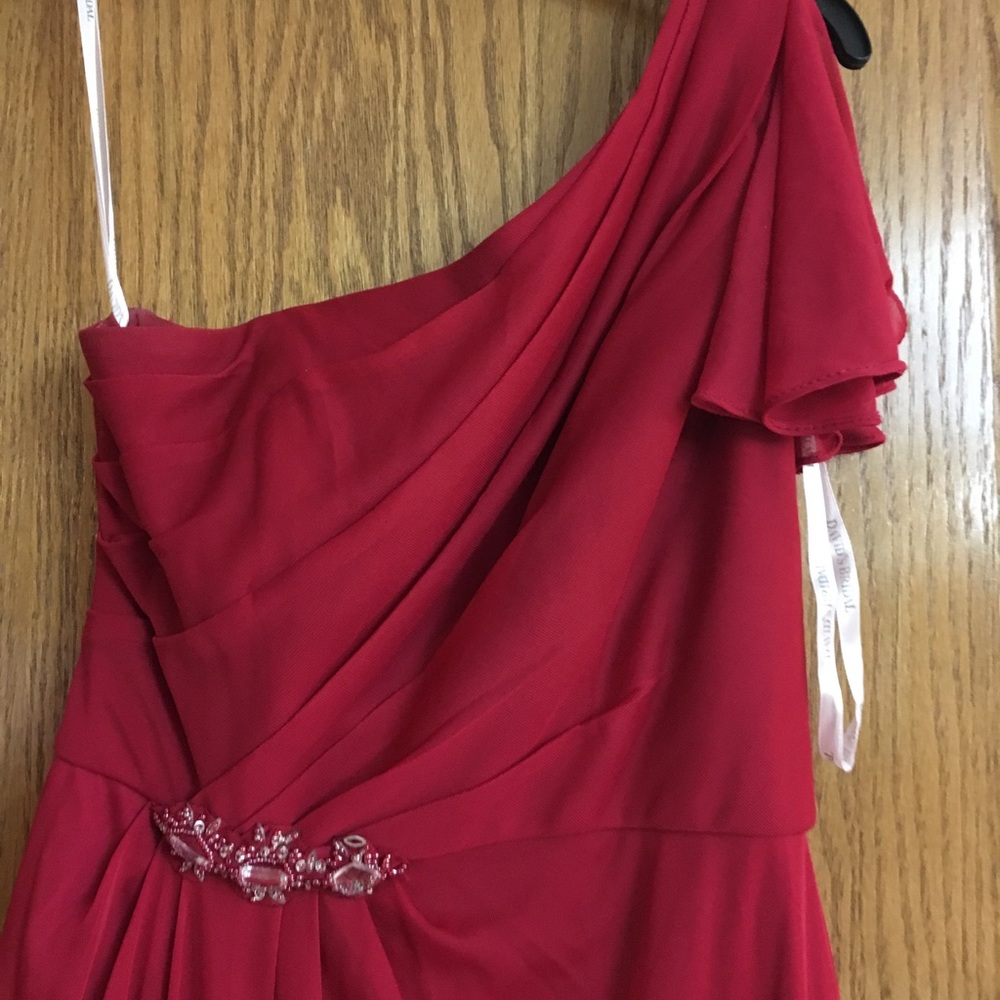 A red David’s Bridal formal dress! Worn once!